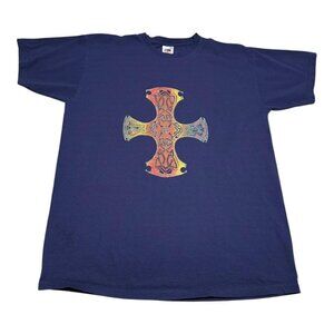 Fruit of‎ the Loom Celtic Cross Saint Cuthbert’s Way Shirt Adult Large